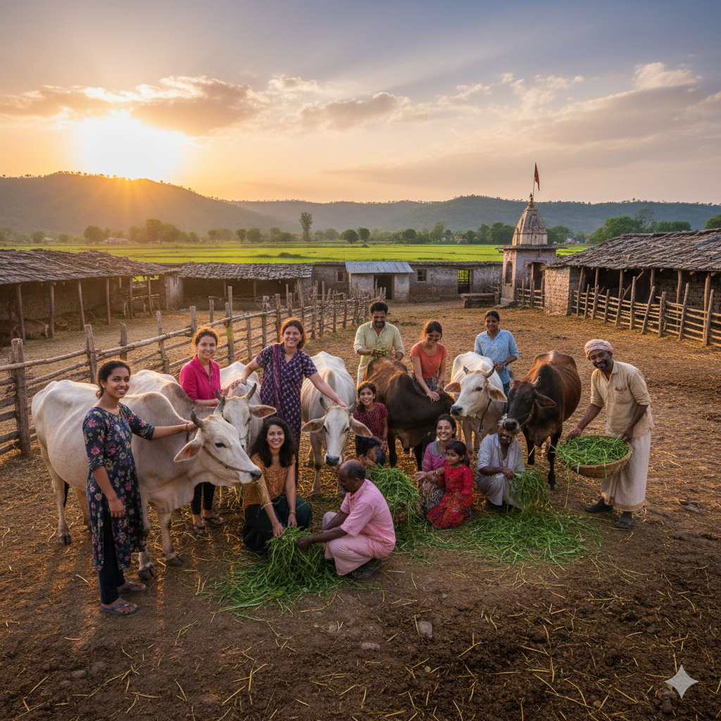 Volunteers at Gaushala